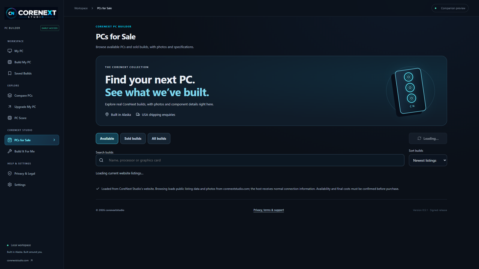 PC Builder CoreNext PC listings gallery